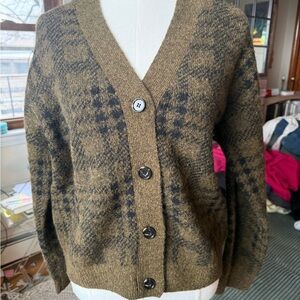Olive and Black Button-Up Cardigan